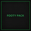 FOOTY PACK tile with a black background and neon green border