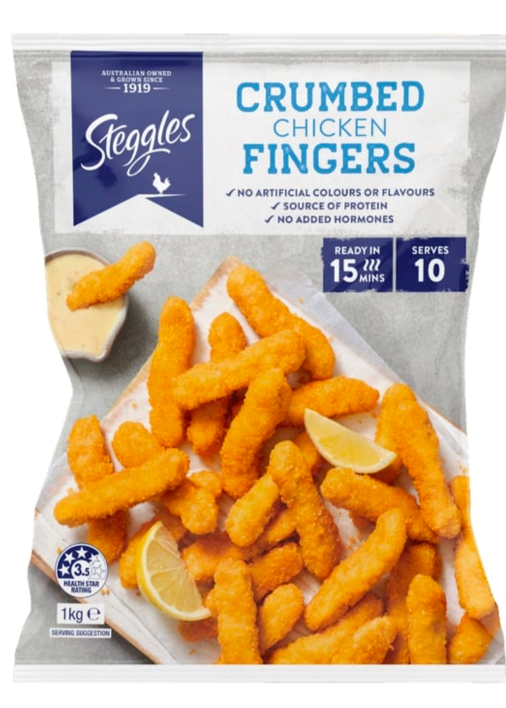 STEGGLES CRUMBED CHICKEN FINGERS 1.5KG
